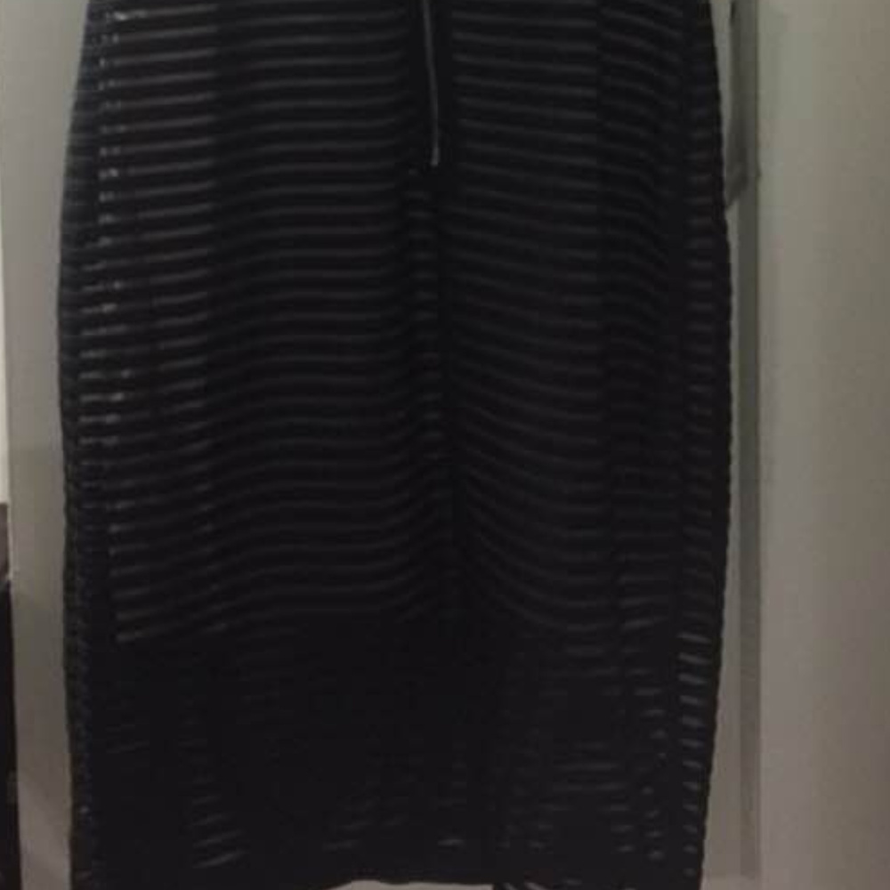 ๐ bebe dress deep v black nude stripes midi dress XL New ๐ - Picture 6 of 8